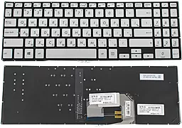 Клавіатура для ноутбуку Asus UX561 series з підсвіткою клавіш без рамки Silver