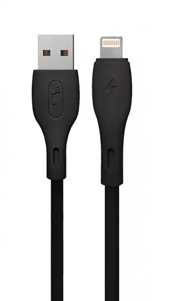 Кабель SkyDolphin S22L Soft Silicone USB-A - Lightning 12w 2.4a 1м cable Black - фото 1
