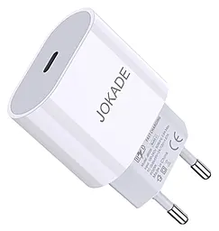 Сетевое зарядное устройство Jokade JB009 25w PD USB-C fast charger white - фото Сетевое зарядное устройство Jokade JB009 25w PD USB-C fast charger white
