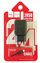 Сетевое зарядное устройство Hoco C33A Little Superior 2USB/2.4A MicroUSB Set Black - миниатюра 5