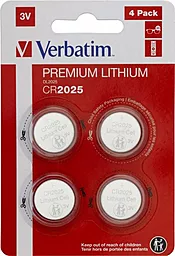 Батарейки Verbatim CR2025 (DL2025) 4шт (49532) 3 V