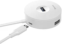 USB хаб Baseus Round Box USB3.0/USB3.0x1 + USB2.0x3 Hub White (CAHUB-F02) - миниатюра 4