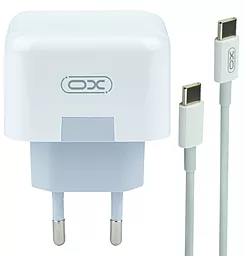 Мережевий зарядний пристрій XO L102 35W PD+QC3.0 2xUSB-C + USB-C-C Cable White
