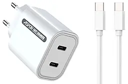 Мережевий зарядний пристрій Aspor A807 45w PD USB-C fast charger + USB-C to USB-C cable white - фото Мережевий зарядний пристрій Aspor A807 45w PD USB-C fast charger + USB-C to USB-C cable white