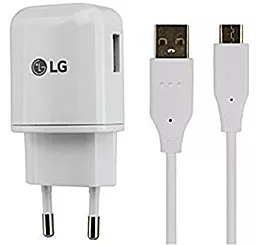 Мережевий зарядний пристрій з швидкою зарядкою LG QC 2.0 Charger + micro USB White (MC8-H05ED)