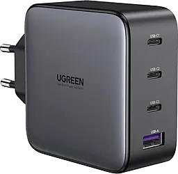 Сетевое зарядное устройство Ugreen 100w GaN PD 3xUSB-C/USB-A ports charger gray (40747) - фото Сетевое зарядное устройство Ugreen 100w GaN PD 3xUSB-C/USB-A ports charger gray (40747)