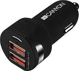 Автомобільний зарядний пристрій Canyon 2.4a 2USB-A ports car charger black (CNE-CCA04B)