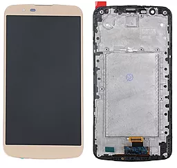 Дисплей LG K10 2016 (с микросхемой) с тачскрином и рамкой, оригинал, Gold - фото Дисплей LG K10 2016 (с микросхемой) с тачскрином и рамкой, оригинал, Gold