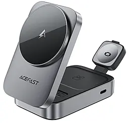 Беспроводная док-станция AceFast E22 3-in-1 22.5w wireless charger gray - фото Беспроводная док-станция AceFast E22 3-in-1 22.5w wireless charger gray