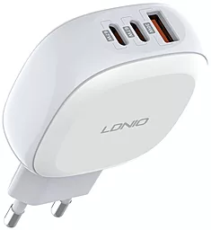 Сетевое зарядное устройство LDNio Q3611 67w 2xUSB-C/USB-A ports fast charger white - фото Сетевое зарядное устройство LDNio Q3611 67w 2xUSB-C/USB-A ports fast charger white