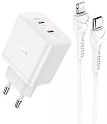 Мережевий зарядний пристрій зі швидкою зарядкою Hoco N35 45w PD 2xUSB-C ports charger + Lightning cable white