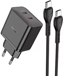 Сетевое зарядное устройство с быстрой зарядкой Hoco N35 45w PD 2xUSB-C ports charger + USB-C to USB-C cable black