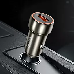 Автомобильное зарядное устройство Hoco Z46 Blue shield 18W QC3.0 USB-A Metal Gray - миниатюра 4
