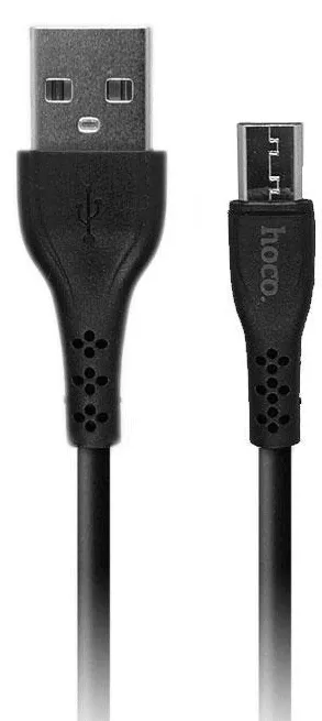 Кабель Hoco DU24 GIRAFFE Long Pin USB-A - micro USB 12w 2.4a 1м cable Black - фото 1