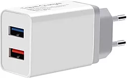 Сетевое зарядное устройство XoKo 2.4a 2хUSB-A ports charger white (WC-210-WH) - миниатюра 2
