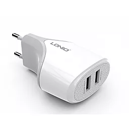 Мережевий зарядний пристрій LDNio Dual home charger + Lightning USB Cable 2.1A Grey-Light (A2268)