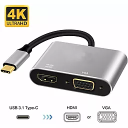 Відео перехідник (адаптер) ExtraDigital Type-C - HDMI/VGA (KBV1743) - мініатюра 2