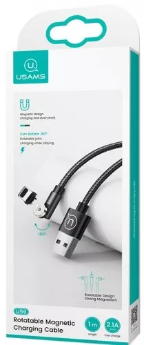 Кабель Usams U59 Rotatable Magnetic USB-A - Type-C 10w 1м cable Black - фото 4