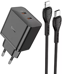Сетевое зарядное устройство с быстрой зарядкой Hoco N35 45w PD 2xUSB-C ports charger + USB-C to Lightning cable black - фото Сетевое зарядное устройство с быстрой зарядкой Hoco N35 45w PD 2xUSB-C ports charger + USB-C to Lightning cable black