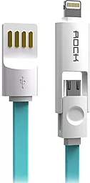 USB Кабель Rock 2-in-1 USB Lightning/micro USB Cable Blue