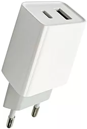 Мережевий зарядний пристрій Mibrand MI-206C 2.1a USB-C/USB-A ports charger white (MIWC/206CUCW)