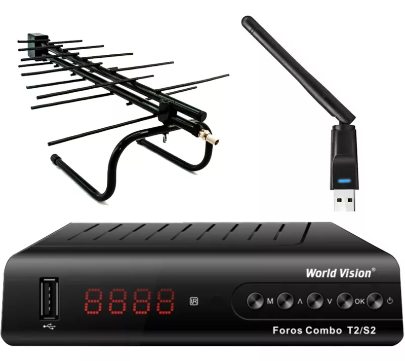 Комплект цифрового ТБ World Vision Foros Combo + антена + адаптер WIFI - фото 1