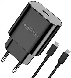 Мережевий зарядний пристрій Jellico C35 25W PD USB-C + USB-C-C cable black
