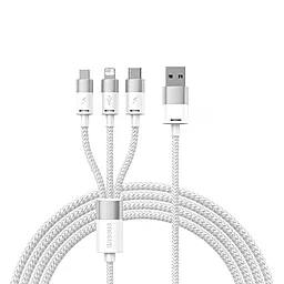 USB PD Кабель Baseus StarSpeed One-for-three 20W 3.5A 1.2M 3-in-1 USB to micro/Lightning/Type-C cable white(CAXS000005)
