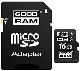 Карта пам'яті GooDRam microSDHC 16GB Class 10 UHS-I U1 + SD-адаптер (SDU16GHCUHS1AGRR10) - фото Карта пам'яті GooDRam microSDHC 16GB Class 10 UHS-I U1 + SD-адаптер (SDU16GHCUHS1AGRR10)
