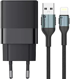 Сетевое зарядное устройство 4U 18w USB-A QC3.0 charger + USB-A - Lightning 12w 2m cable black - фото Сетевое зарядное устройство 4U 18w USB-A QC3.0 charger + USB-A - Lightning 12w 2m cable black