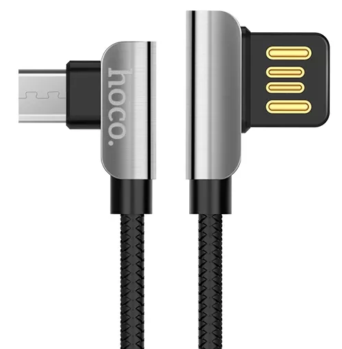 Кабель Hoco U42 Exquisite Steel USB-A - micro USB 12w 2.4a 1.2м cable Black - фото 1