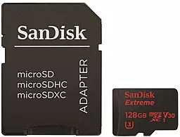 Карта памяти SanDisk microSDXC 128 GB Extreme Class 10 UHS-I U3 V30 + SD Adapter (SDSQXVF-128G-GN6MA)