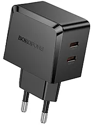 Сетевое зарядное устройство Borofone BAS62A Smart 45w GaN PD 2xUSB-C ports charger black - фото Сетевое зарядное устройство Borofone BAS62A Smart 45w GaN PD 2xUSB-C ports charger black