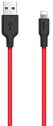 Кабель Hoco X21 Plus Silicone USB-A - Lightning 12w 2.4a 2м cable Black/Red - фото Кабель Hoco X21 Plus Silicone USB-A - Lightning 12w 2.4a 2м cable Black/Red