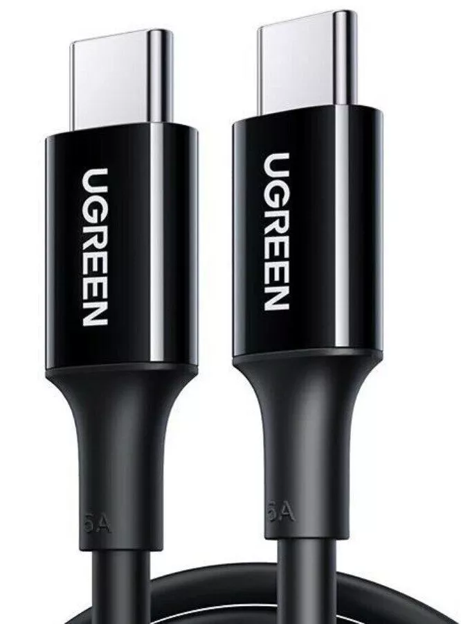 Кабель Ugreen US300 USB Type-C - Type-C 100w 5a 2м PD cable Black (80372) - фото 1