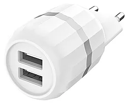 Мережевий зарядний пристрій Hoco C41A Wisdom 2.4a 2xUSB-A ports charger + Lightning cable white - мініатюра 3 Мережевий зарядний пристрій Hoco C41A Wisdom 2.4a 2xUSB-A ports charger + Lightning cable white - мініатюра 3