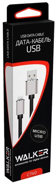 Кабель Walker C740 USB-A - micro USB 12w 2.4a 1м cable Gray - фото 2