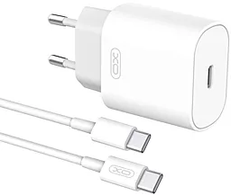 Сетевое зарядное устройство XO L91 25w USB-C home charger + USB-C to USB-C cable white