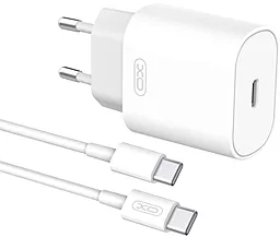 Сетевое зарядное устройство XO L91 25w USB-C home charger + USB-C to USB-C cable white - фото Сетевое зарядное устройство XO L91 25w USB-C home charger + USB-C to USB-C cable white
