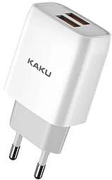 Мережевий зарядний пристрій iKaku 12W 2.4A 2xUSB-A White (KSC-395 MINGZE)