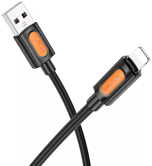 Кабель Borofone BX114 Structure USB-A - Lightning 12w 2.4a 1м cable Black - фото 2