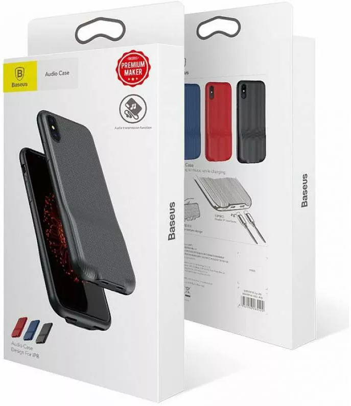 Чохол - перехідник Baseus Case (Audio+Charge/Double lightning) для Apple iPhone X, iPhone XS Black (WIAPIPHX-VI01)  - фото 3