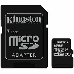 Карта пам'яті Kingston microSDHC 16GB Canvas Select Class 10 UHS-I U1 + SD-адаптер (SDCS/16GB) - фото Карта пам'яті Kingston microSDHC 16GB Canvas Select Class 10 UHS-I U1 + SD-адаптер (SDCS/16GB)