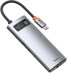 Мультипортовий USB Type-C концентратор (хаб) Baseus Metal Gleam Series 6-in-1 Multifunctional Type-C Hub 100W Grey (CAHUB-CW0G)
