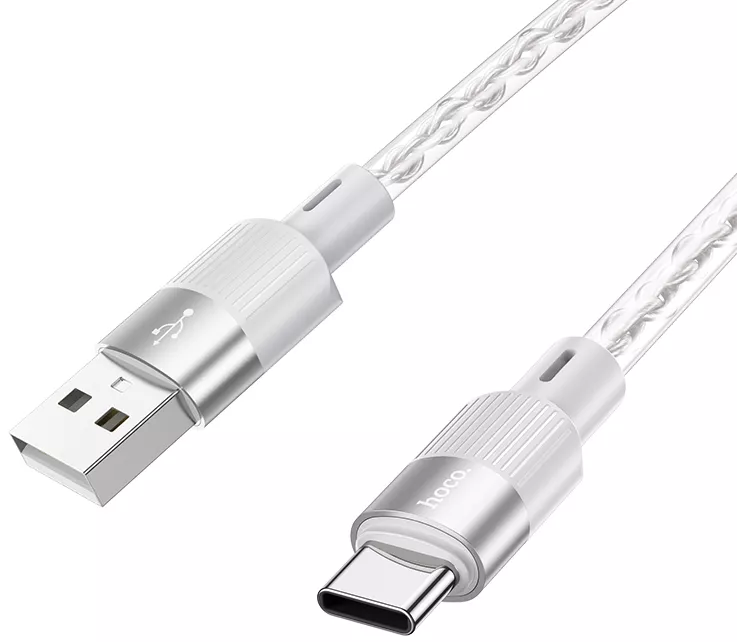 Кабель Hoco Crystal Junction USB-A - Type-C 15w 3a 1м cable Gray - фото 3