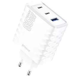 Мережевий зарядний пристрій Proove Speed Surge 65w GaN PD/QC 2xUSB-C/USB-A ports home charger white (WCSS60120002)