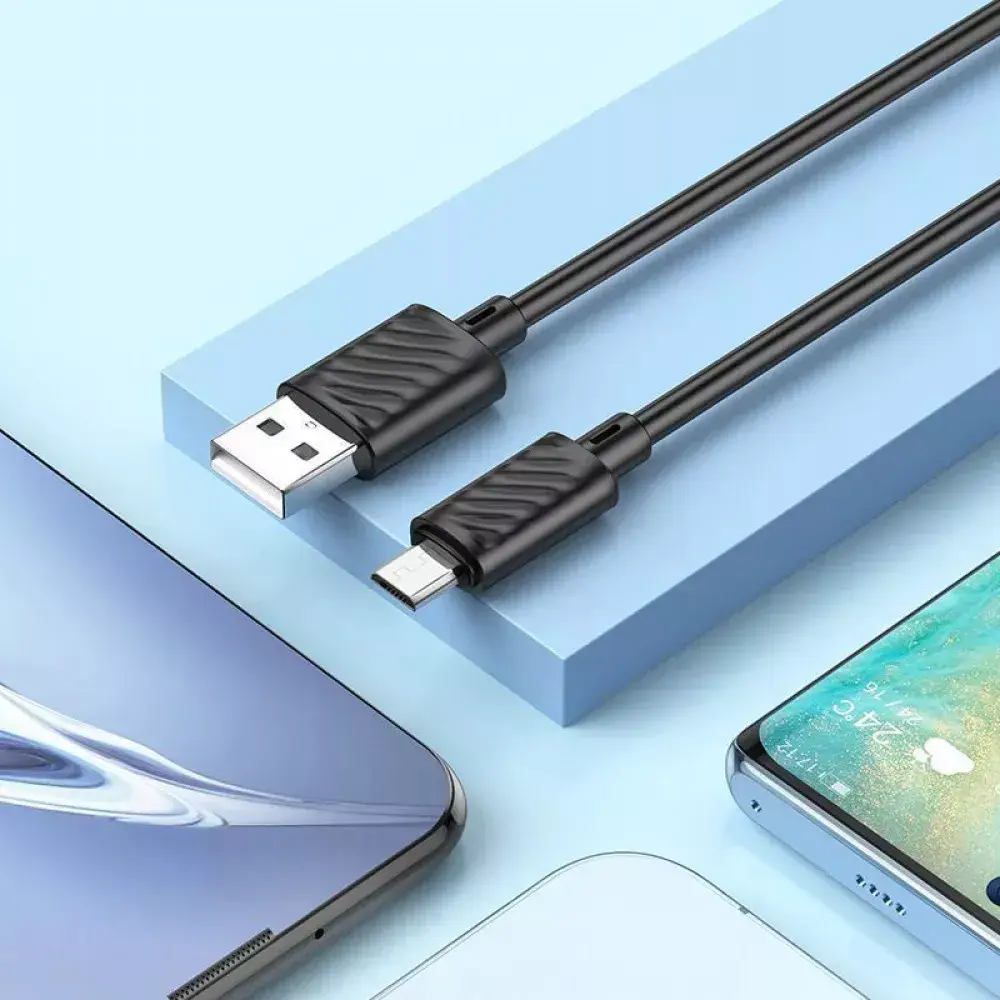 Кабель Hoco X88 USB-A - micro USB 12w 2.4a 2м cable Black - фото 5