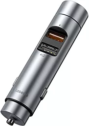 Автомобильное зарядное устройство с быстрой зарядкой Baseus Energy Column Car Wireless MP3 2xUSB-A (PPS Quick Charger) Silver (CCNLZ-C0S) - миниатюра 2