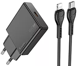 Мережевий зарядний пристрій Hoco N37 20w PD USB-C charger + USB-C to Lightning cable black - фото Мережевий зарядний пристрій Hoco N37 20w PD USB-C charger + USB-C to Lightning cable black