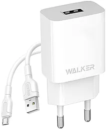 Мережевий зарядний пристрій Walker WH-26 2.1a USB-A charger + micro USB cable white